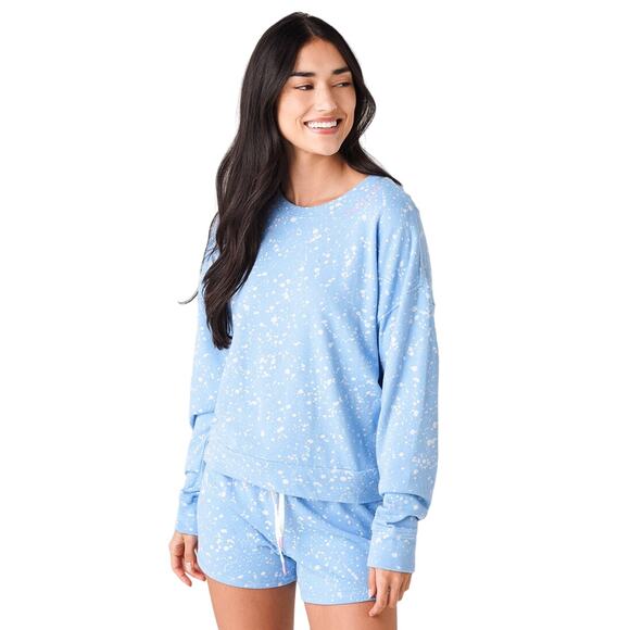 P.J. Salvage Pullover Pajama Top Size L Blue Splatter Flick Of The Brush Relaxed - Picture 1 of 16